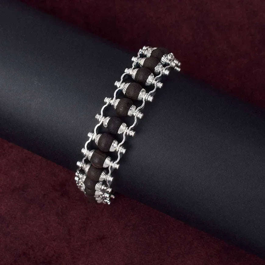 karungali premium Designer silver Braslate