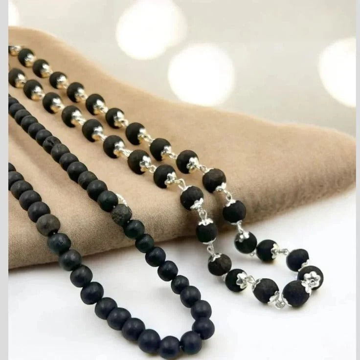 Karungali Malai Silver Cap Plated Necklace with Certification