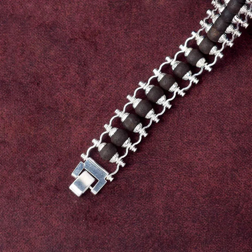 karungali premium Designer silver Braslate