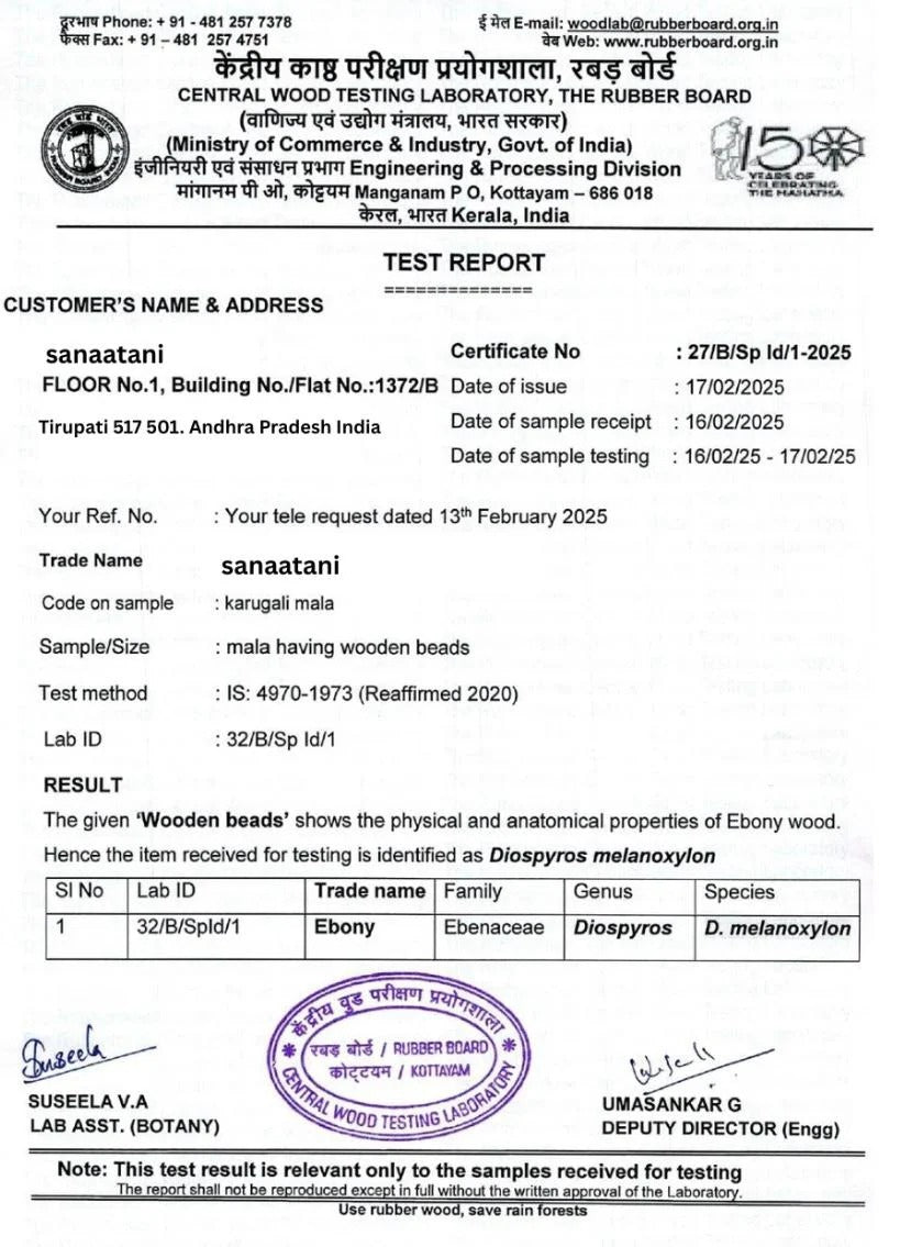 Karungali Malai Silver Cap Plated Necklace with Certification